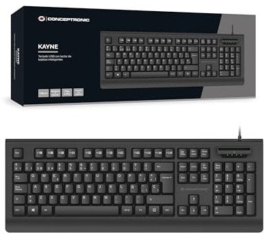 TECLADO USB CONCEPTRONIC KAYNE01ES CON LECTOR DNIe COMPATIBLE CON DNI 3.0 Y TARJETA SANITARIA