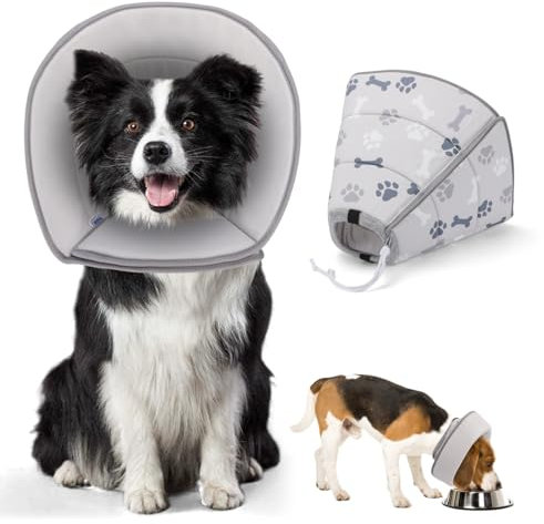 Nobleza - Faltbares Halskrause Hund Katze, Einstellbar Hundekragen, Hunde Halskrause Leckschutz für Hunde, Weich Schutzkragen Hund, Verhinderung von Verletzungen oder Wunden Leckt oder Kratzt, S