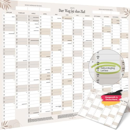 XXL Jahresplaner 2025 Posterkalender A1 von Lebenskompass® (84 x 60cm) - Wandkalender in querformat - Kalender Jahreskalender 2025 Terminplaner für die Wand - doppelseitig bedruckt 2 in 1 Design