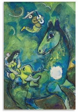 KOOHTAA Marc Chagall Le Cheval À La Lune Kunstposter zum Aufhängen, Kunstposter, Leinwand, Malerei, Dekor, Wanddruck, Foto, Zuhause, modern, dekorative Poster, 20 x 30 cm