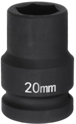 sourcing map Enchufe de impacto profundo de 6 puntos de 3/4 pulgadas, 20 mm, métrico, 40Cr de aleación de acero, tuerca de impacto