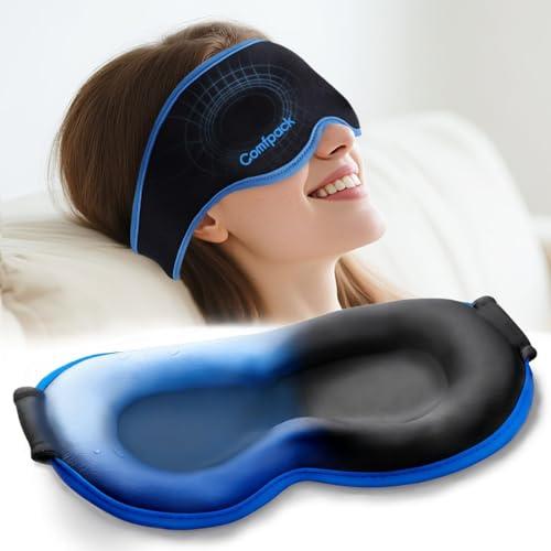 Comfpack 3D Cooling Sleep Mask, Gel Sleep Eye Mask with Hot & Cold Compress Therapy, Zero Eye Pressure Blackout Night Blindfold, Soft & Comfortable Ice Cold Pack for Puffy Eyes, Dark Circle