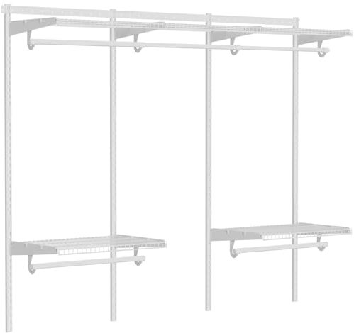MODCART Schrankregalsystem, 1,8 - 3 m, verstellbares Metalldraht-Regal, Wandschrank-Set mit erweiterbarer Hängestange, DIY-Organisationsregal für begehbaren / eingebauten Kleiderschrank von