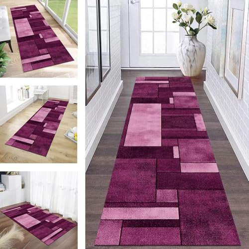 ZESEWU Tappeto Cucina Antiscivolo Tappeti Runner Passatoia Rosa Geometrico Tappeto Corridoio Soggiorno Lavabile tappeti casa 70X350CM Tappeto Runner Tappeto Passatoia Cucina Durevole Tappetino