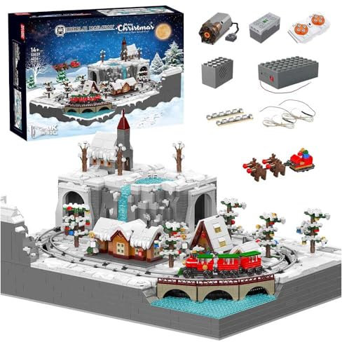 KYLON Weihnachtszug für Iego Weihnachten 2024, Weihnachtszug Mit Ieds Weihnachtsset, Weihnachtszug mit Schienen KIemmbausteine Kompatibel mit Iego Weihnachten (Winterschloss Weihnachtszug)