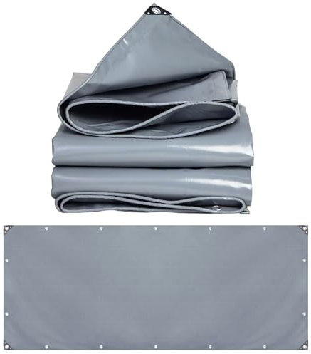 Toile Pergola 2x12 m 500g/m² avec œillets, PVC, abri, Toile de Protection, résistante pour Le Camping et la Protection Contre la Pluie, la Neige et Le Soleil LXX94W, Gris