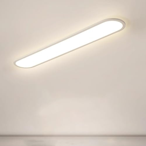 GZZBMY LED Rechteck 120cm 64W Deckenleuchte Wohnzimmer 10%-100% Dimmbare Deckenlampen mit Fernbedienung 2700K-6500K Vollspektrum Badezimmer Deckenbeleuchtung für Schlafzimmer Flur (Weiß,40CM 32W)