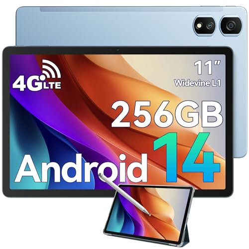 Blackview 11 inch Tablet Tab16Pro Android 14 Tablets with Pen, Case/ 16GB RAM 256GB ROM/2TB,4G LTE Gaming Pad, 2K FHD/5G WiFi/Widevine L1/GPS/OTG/7700mAh/18W Fast Charging/13+8MP- Blue