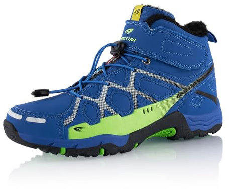 Fusskleidung® Damen Herren Wanderschuhe warm gefütterte Blau Gruen EU 38