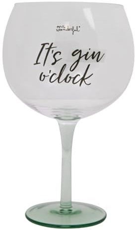 Mr. Wonderful - Copa de balón - It’s gin o’clock - Copa de balón con mensaje - Realizada en vidrio - Capacidad: 70 cl.