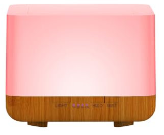 Difusor de aceite esencial de 600 ml, color amarillo, bonito humidificador con modo de niebla ajustable, apagado automático, 7 colores de noche Lignts 3 en un difusor de aroma portátil para