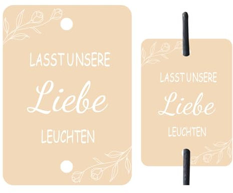 BORISCA 120 Stück Lasst Unsere Liebe Leuchten Schild, Lasst Unsere Liebe Leuchten Wunderkerzen Etiketten Hochzeit Personalisiert Wunderkerzen Halter Hochzeit Etiketten für Wunderkerzen Hochzeit