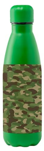 Docliick - Sportwasserflasche aus Edelstahl, 790 ml, Flasche mit exklusiven Originalzeichnungen und motivierenden Sprüchen, doppelwandige Isolierflasche, Camouflage-Muster