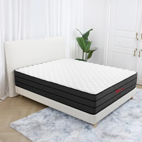 INRE Matratze 160x200 cm 25cm Höhe, Härtegrad H3-H3.5, Beidseitig nutzbar, 7 Zonen Matratze, Formgedächtnisschaum Kaltschaummatratze, Oeko-TEX Zertifiziert, Weiß/Schwarz