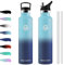 Trinkflasche Edelstahl 1L, Thermoskanne mit Strohhalm, Kohlensäure Geeignet, BPA-Frei, Vakuum Isolierte Thermosflasche, Isolierflasche Auslaufsichere für Laufen, Fahrrad, Schule, Camping, Picknick