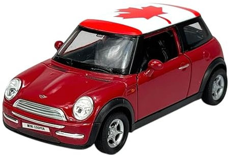 Welly Modell Auto Kompatibel mit Mini Cooper Rot Canada 1/34-1/39 Metal Modell Auto Die Cast Neu im Kasten