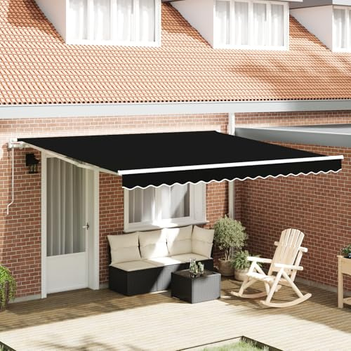 IKAYAA Toldo Motorizado 4 x 3 m, Toldo Electrico Exterior, Toldo Articulado Eléctrico con Mando a Distancia, Toldo Brazo Extensible para Terraza, Jardín, Negro