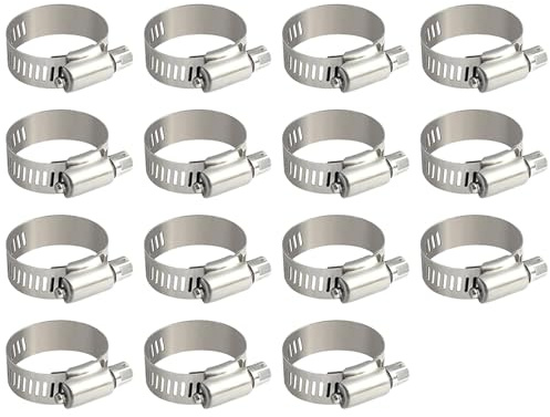 15pièces Collier de Serrage Tuyau Réglable10-16mm,Collier Serrage Métallique,Colliers de Serrages à Vis sans Fin,Pince pour Tuyaux en Acier Inoxydable,pourTuyaux d'eau,Tuyauxs Automobiles