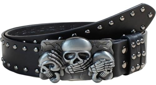 Fopytu Punk-Totenkopf-gürtel Für Damen, Gothic-gürtel Aus Pu-Leder, Halloween-Skelett-gürtel, Bund, Y2k-nietengürtel Für, Hosen, Kostümzubehör