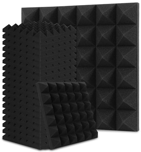 Peviasot Akustikschaumstoff Schallabsorber, 48 Stück Akustikplatten Selbstklebend, Schallabsorber Wand, Schalldämmung, für Aufnahmestudios, Podcasts, Pyramide (30 x 30 x 5 cm)