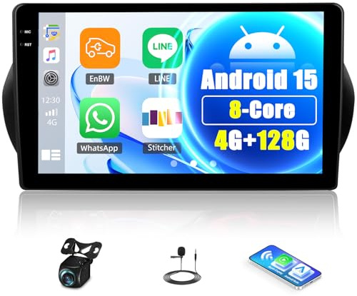 Android 15, 4G+128G GOHHDL Autoradio für FIAT Fiorino/Qubo/Citroen Nemo/Peugeot Bipper 2008-2017 Carplay Android Auto, 10 Zoll Touch Radio mit GPS Navi WLAN Bluetooth FM/RDS EQ SWC Rückfahrkamera&MIC