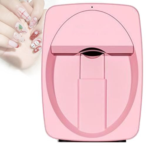Digital Mobile Nail Art Printer Machine Kit-Nail Printer,3D Nail Art Digital Mobile Printer for Salon&Home-WiFi/DIY Design/30s Fast Print Cure(Pink)
