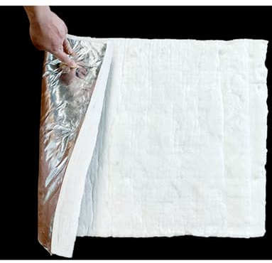 Feuer- und Rauchschutzisolierung for Lüftungskanäle – 61 x 100 cm große Keramikfaserdecke mit Aluminiumfolie, Flexible, feuerfeste Isolierung bis 1315 °C for Heizung, Lüftung(50mm/2in)