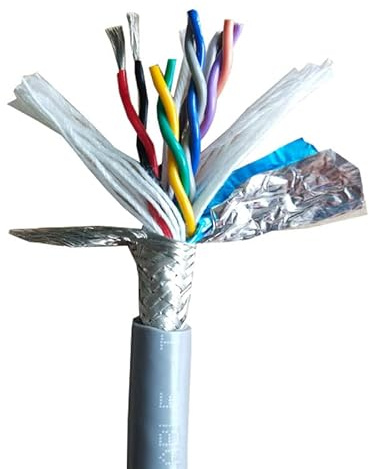 5 m abgeschirmtes Twisted-Pair-Kabel 26 24 22 20 18 AWG 2–8-adriges Schleppleinenkabel, weicher PVC-Draht, biegekorrosionsbeständiger Kupferdraht(22AWG 0.3MM,4 Cores 5M)