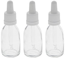 Kosmetex Klarglasflasche mit Pipette, leere 30ml Glasflasche, Pipettenflasche mit kompletter Pipettenmontur, 3 x 30 ml