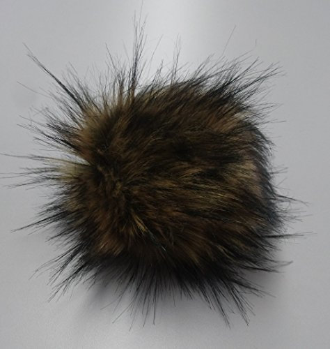 XXXL - Fell Pompon mit Druckknopf (kein Tierfell) - Natural Raccon - Durchmesser 15cm - für individuelle Designs!