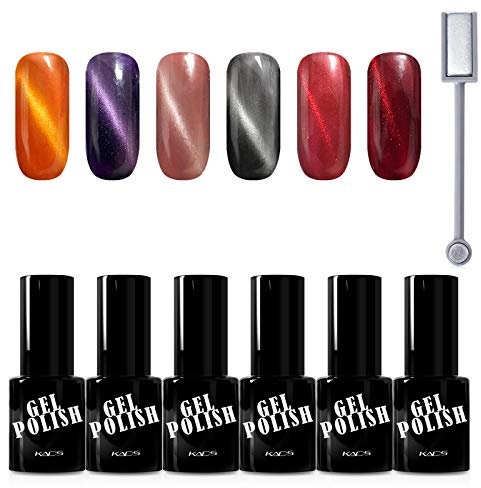 KADS Cat eyes UV nagellack Clavuz Katz augen set Nail Gel Polish soak off Nagelgel,6 Farben Geschenk Kit,1x Magnet