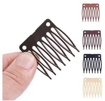 Haarkamm aus Kunststoff, 7 Zähne, für Perückenherstellung, Dunkelbraun, 50 Stück