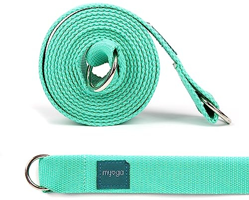Myga Yoga Strap with D-Ring – 2-in-1 Adjustable Yoga Belt & Mat Carrier Sling – Stretching Strap for Flexibility, Balance, Pilates & Fitness – Durable Yoga Accessory for Home & Travel – 1.8m