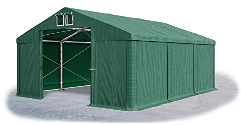 Das Company Lagerzelt 4x6m - Wasserdicht - 560g/m² PVC Plane - Dunkelgrün Ganzjahres Zelthalle - Winterfestes Zelt für Lagerung & Events - Robust & Wetterbeständig