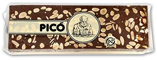 Turrón de Chocolate Negro Puro con Almendras - Con Base de Madera - Picó Calidad Suprema 250 gramos