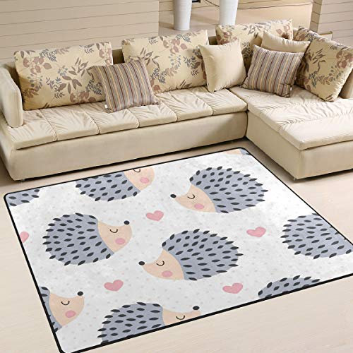 Naanle Igel-Teppich, rutschfest, für Wohnzimmer, Esszimmer, Schlafzimmer, Küche, 150 x 200 cm, niedlicher Igel-Teppich