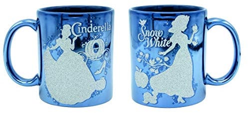 Disney Cinderella & Snowwhite tazza lucida in ceramica con immagini glitter, 320 ml