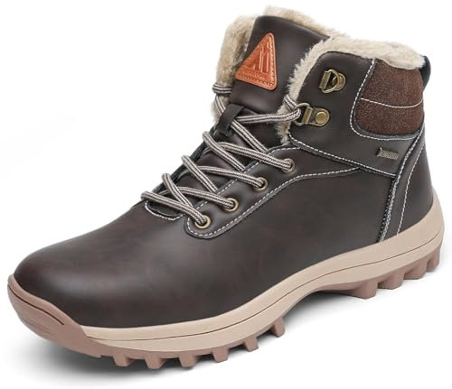 Mishansha Winterschuhe Herren Gefüttert Winterstiefel Damen Winterboots Rutschfest Wanderschuhe Winter Boots Wasserdicht Trekkingschuhe Schneestiefel Braun,Gr.43