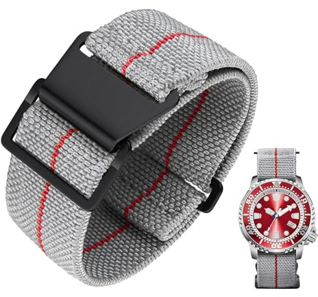 BINLUN Elastic Nylon Watch Straps 18mm/20mm/22mm Marine Nationale Style Parachute Fabric Replacement Watch Band Silver/Black Buckle Men Women Upgraded Hook-and-Loop Buckle
