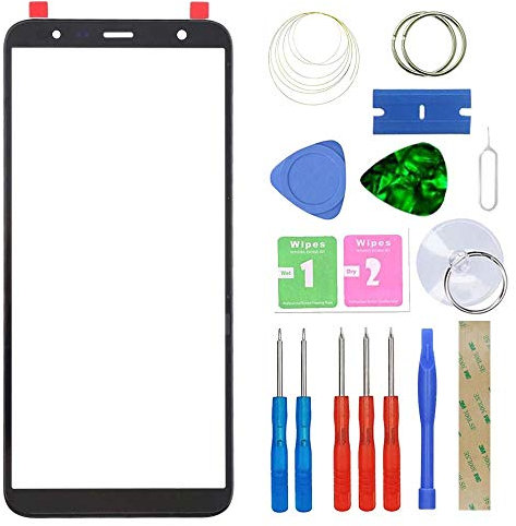 MovTEK Kit de Remplacement de Ecran Tactile Vitre Avant d'origine pour Samsung Galaxy J6 Plus 2018 J610F/ J4 Plus J415F Lentille Extérieur Verre avec l'outil de séparation Noir