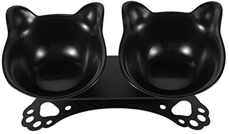 Non-slip Cat Bowls Double Bowl Pet Dog Bowl Raised Stand Transparent Food Bowl With Protection Cervical Transparent Cat Bowls-D,Italy