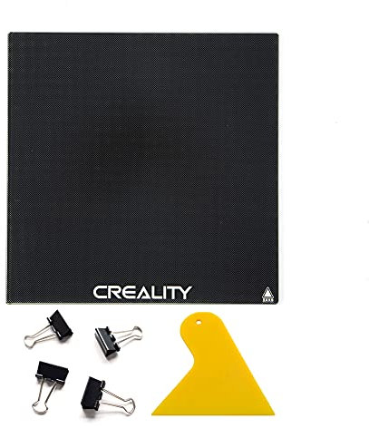 Creality Upgraded 3D Printer Platform Tempered Glass Bed with 4 Binder Clips, Removal Tool, 310x310x4mm, CR-10/Cr-10s/Cr-10 V2 Upgraded Build Plate Printing Surface for Heated Bed