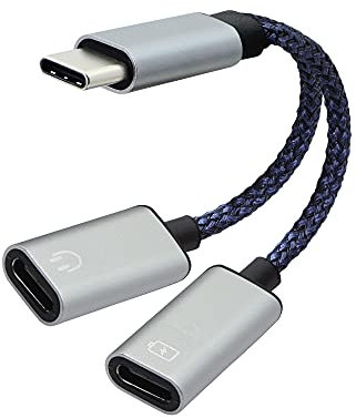 RIIEYOCA USB-C Splitter, Dual Type-C Splitter Adapter, Call, Cable Control, Play Music, for USB-C Interface
