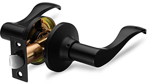 Berlin Modisch Durchgangshebel Türgriff [nicht verriegelndes Hebel-Set] für Flurtüren oder Schränke mit einem schwarzen Eisen, wendbar für rechte und linke Seite, Classic Series