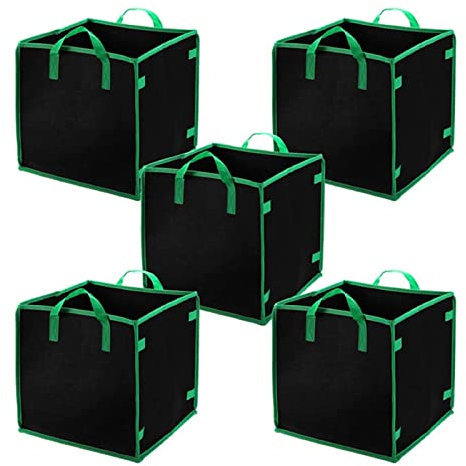 XNSHUN 5er Pack Quadratische Wachsen Taschen Pflanzsäcke Aus Vliesstoff, Kartoffelsack Pflanzsack Pflanzbehälter Mit Griffe, Pflanztaschen Für Gemüsebeet Anbaubehälter Für Gemüse/Blumen/Kindergarten