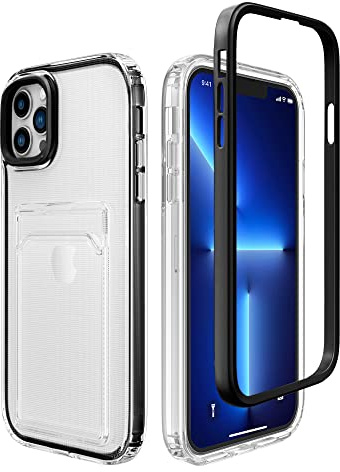 ZCDAYE for iPhone 14 Pro Max Clear Case with Card Slot Card Case, Black | Practical Soft Phone Case with Card Holder, Colored Hard Bezel, Slim Fit Protective Cases, Simple Women Men Phone Cover Shell