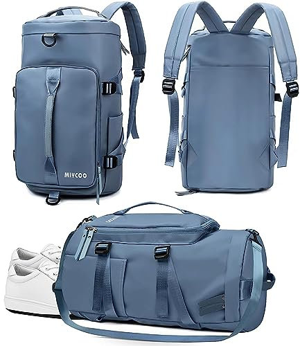 Sac de sport pour homme et femme, sac de sport, sac de voyage, sac de week-end, sac de nuit avec compartiment à chaussures MIYCOO, bleu, 42L, Sports