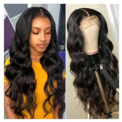Perücke Brasilianische Körperwelle Lace Front Perücke 13x4×1 T Part Lace Frontal Perücke mit Babyhaar Mittelbraune Spitze 10-30 Zoll Echthaar Lace Perücken für Frauen Lace Wigs (28inches 13x1 Lace W