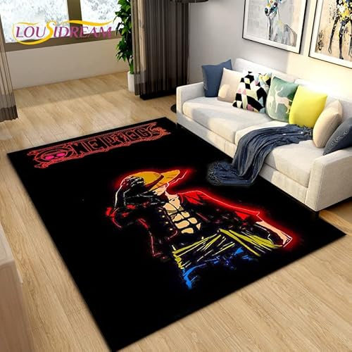 YZGAH Anime One Piece Area Rug Large, Teppich Für Wohnzimmer, Kinder, Schlafzimmer, Dekoration, Kinderspiel-Bodenmatte, Badezimmer-Anti-Rutsch-Matte H3528 120X180Cm