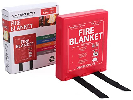 SAFE TECH Fire Blanket in Box, Emergency Fire Blanket for Emergency | Fire Blanket with Heat Insulation, Fire Blanket Extinguisher for Car, 1.2mx1.2m Fire Blanket for Home and Kitchen